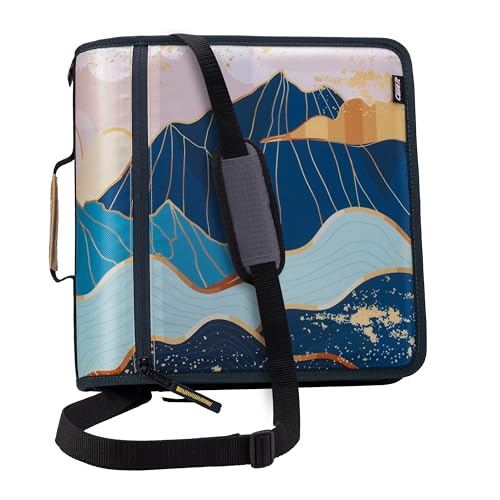 Case it Case-it Mighty Zip Tab School Zipper Binder | 3-Inch O-Rings, 600-Sheet Capacity, 5-Subject Expanding File Folder, Multiple Pockets & Storage Organizer, Shoulder Strap | D-146 Mountains - Image 1