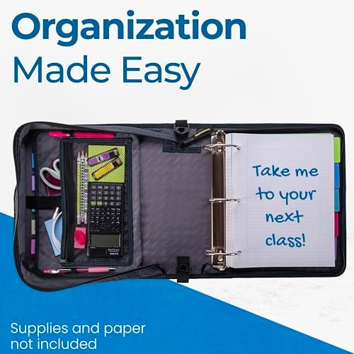 Case it Case-it Mighty Zip Tab School Zipper Binder | 3-Inch O-Rings, 600-Sheet Capacity, 5-Subject Expanding File Folder, Multiple Pockets & Storage Organizer, Shoulder Strap | D-146 Mountains - Image 4