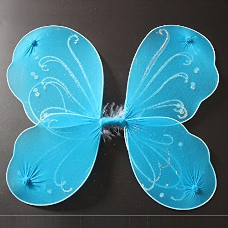 Fairy Wings for GirlsGirls Butterfly Fairy Wings Fairy Costumes Sparkle Fairy Princess Angel Wings Cosplay Christmas Halloween Dress Up Birthday Party Favor Gift for Kids Girls Blue