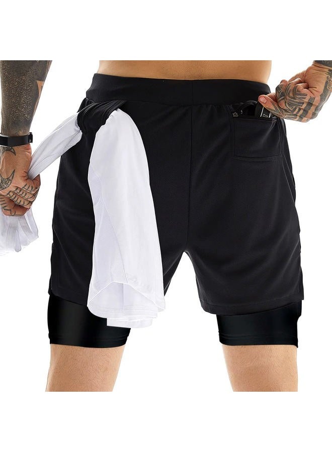 OEBLD Mens Athletic Shorts 2-in-1 Gym Workout Running 7'' Shorts with Towel loop - Image 2