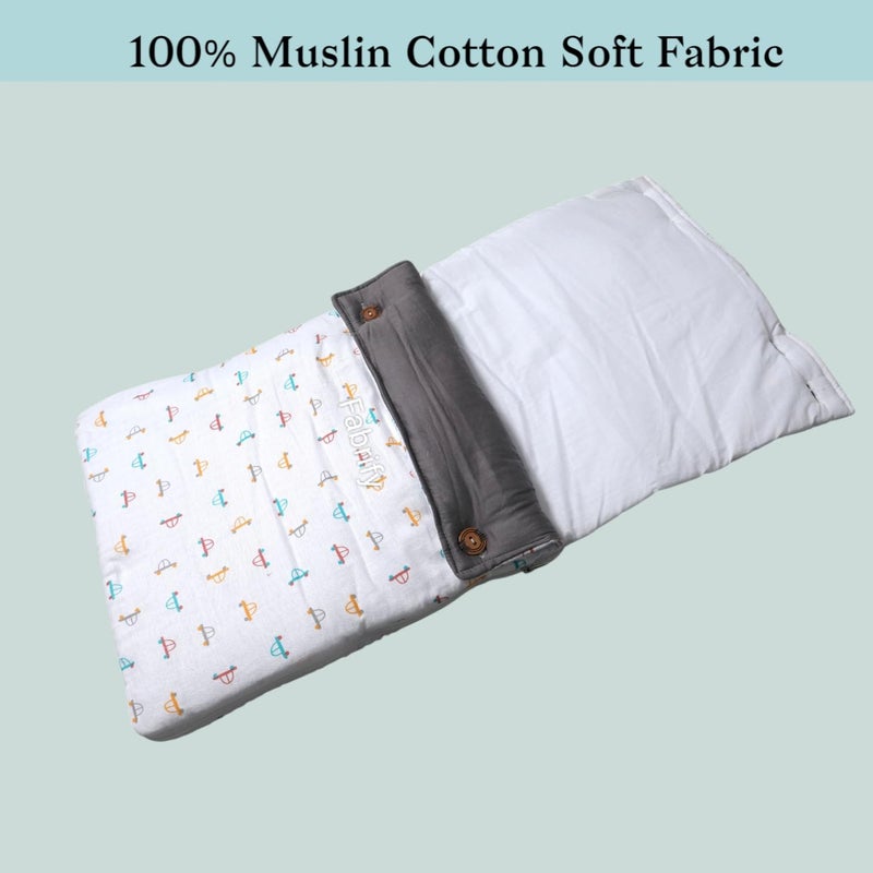 Fabrify 3 in 1 Baby Sleeping Bag & Carry Nest | Muslin Cotton Bedding Set for Infants & New Born Baby | Portable/Travel & Skin Friendly | 0-6 Months (Car 1) - Image 5