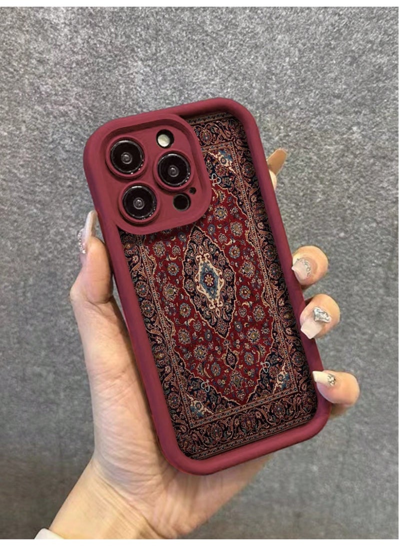 جراب ايفون 16 برو ماكس باللون الأحمر بتصميم تراثي يشبه السجاد – جراب حماية أنيق وفريد - Image 5