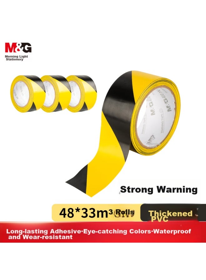ام اند جي M&g Stationery، شريط تحذير أمان أصفر وأسود، 48*33م، عبوة من 3، شريط مستودع Zebra Crossing، ملصق تحديد أمان، لافت للنظر، Ajd95750-zz - Image 1