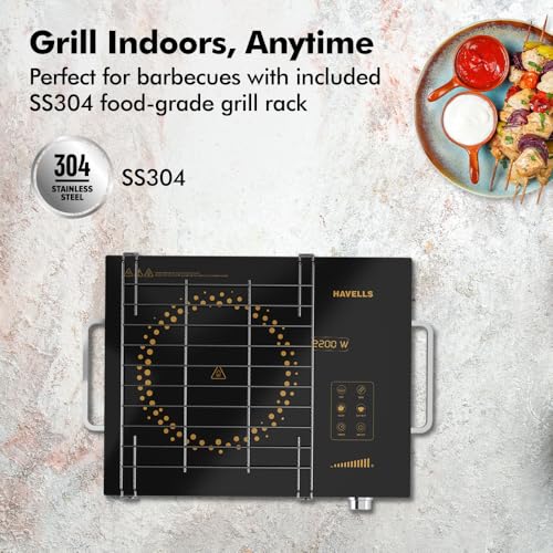 Havells 2200 Watt Infrared Induction Cooktop With Digital Display| Glo TC22-6KV Surge Protection| Sensor Touch| SS304 Food grade grill| 1 Year Door step Warranty By Havells - Image 5