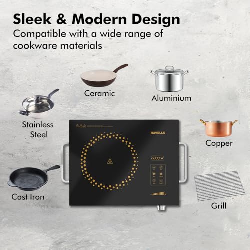 Havells 2200 Watt Infrared Induction Cooktop With Digital Display| Glo TC22-6KV Surge Protection| Sensor Touch| SS304 Food grade grill| 1 Year Door step Warranty By Havells - Image 4