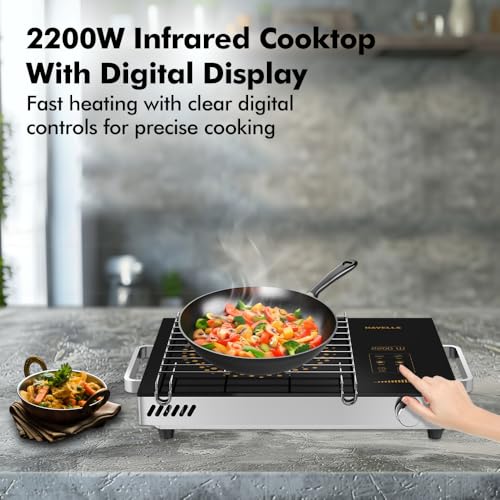 Havells 2200 Watt Infrared Induction Cooktop With Digital Display| Glo TC22-6KV Surge Protection| Sensor Touch| SS304 Food grade grill| 1 Year Door step Warranty By Havells - Image 2