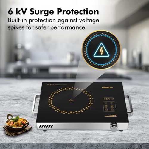 Havells 2200 Watt Infrared Induction Cooktop With Digital Display| Glo TC22-6KV Surge Protection| Sensor Touch| SS304 Food grade grill| 1 Year Door step Warranty By Havells - Image 3