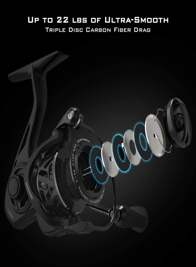 KastKing Zephyr Spinning Reels, 1000 Size, 6+1/7+1 BB, Black - Image 2