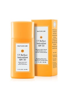 NATURIUM Uv Reflect Antioxidant Broad Spectrum Spf 50 Pa ++++ Sheer Sunscreen Lightweight Face & Skin Protector With Soft Matte Finish 1.7 Oz  - Image 1