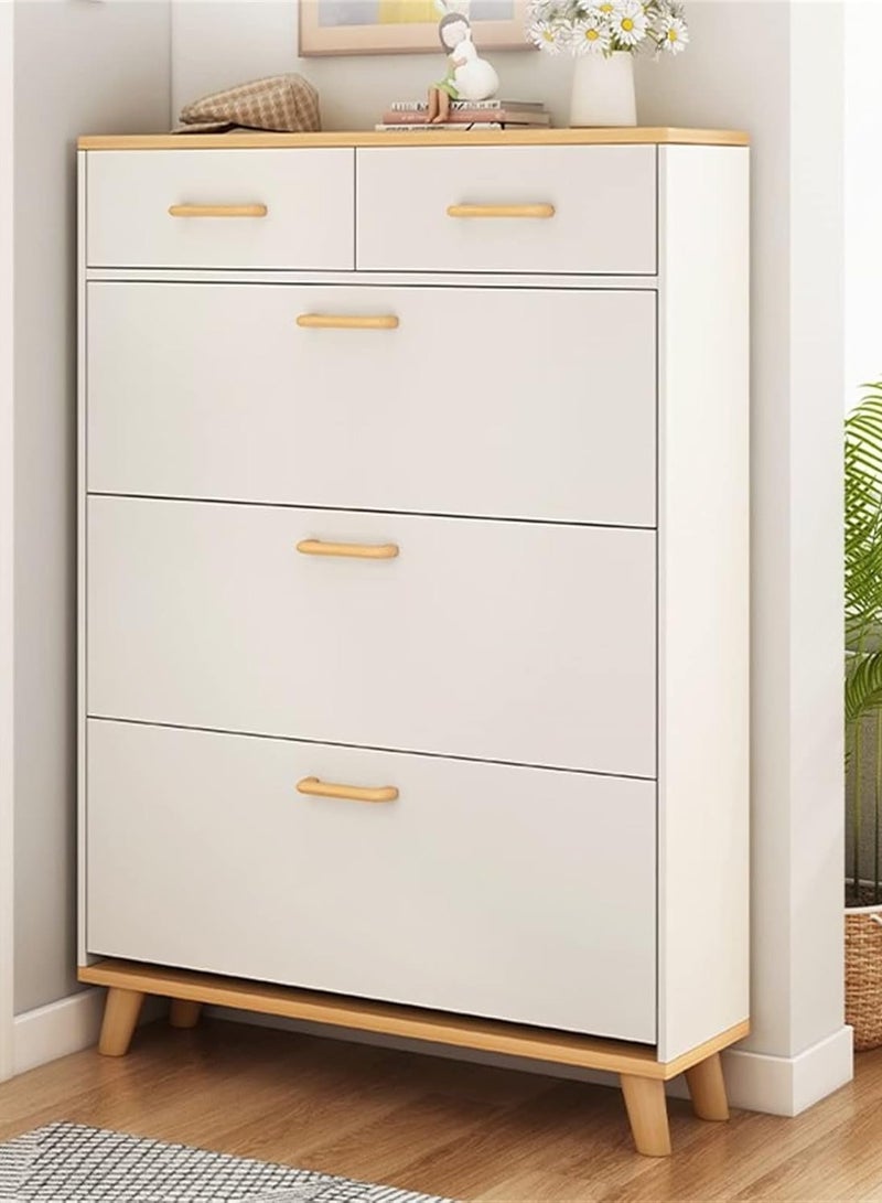 DubaiGallery Modern Luxury Hallway Closet, Stylish Simple Balcony Shoes and Slippers Rack, Wooden White - Image 1