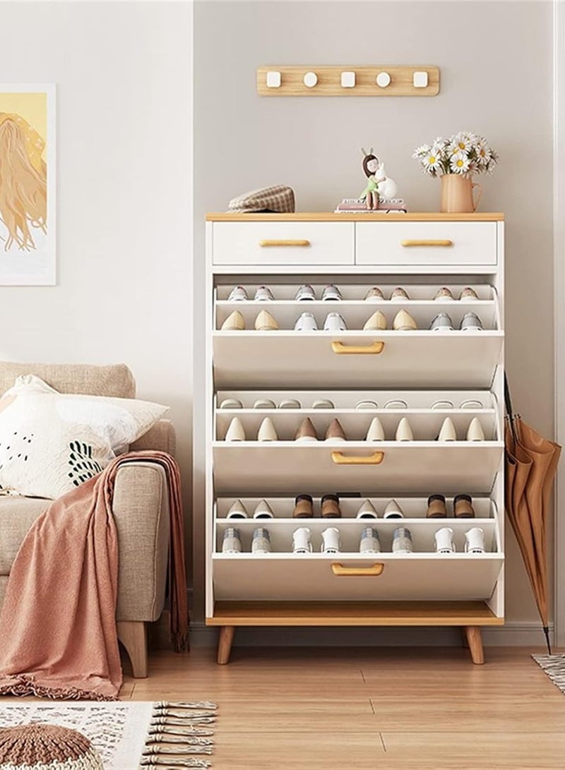 DubaiGallery Modern Luxury Hallway Closet, Stylish Simple Balcony Shoes and Slippers Rack, Wooden White - Image 4