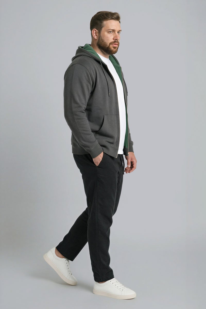 DeFacto Grey Man Basic Zip-Up Hoodie Casual - Image 2