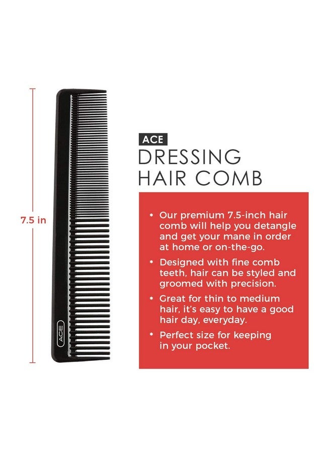 ACE GOODY Ace Hair Dressing Comb - 7.5 Inch, Black - Great for All Hair Types - Fine Comb Teeth for Thin to Medium Hair  - Image 2