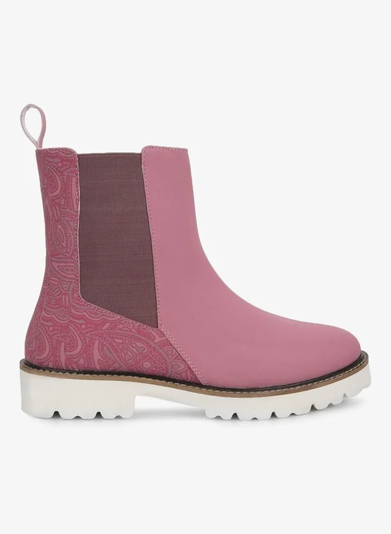 YOHO Pink Comfortable Lightweight Printed Boots