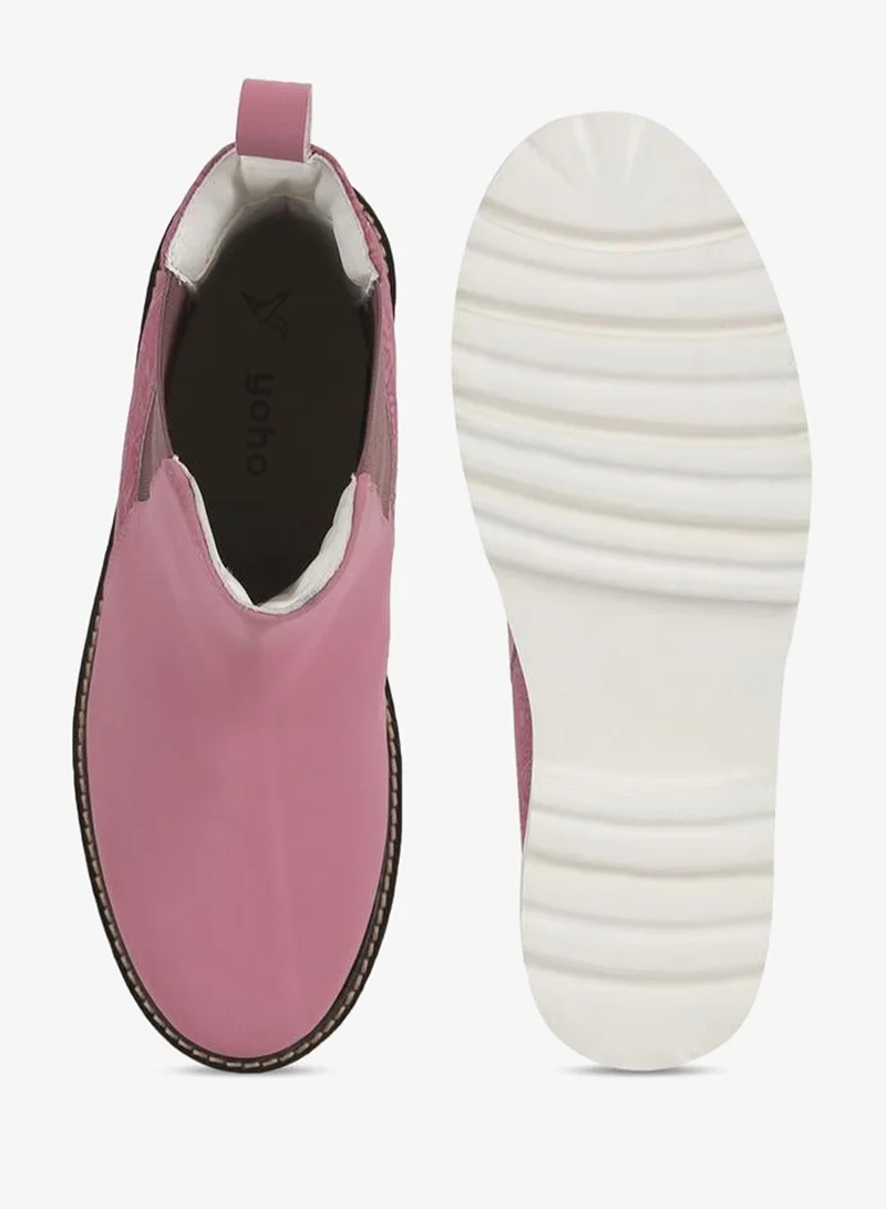 YOHO Pink Comfortable Lightweight Printed Boots