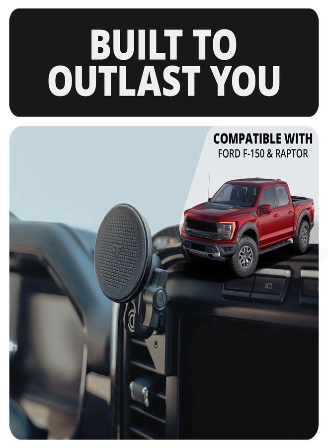 Tackform Link Vent Mount Magnetic Phone Holder - Compatible with MagSafe, 2021-2025 Ford F150 & Raptor, 2023-2025 Ford Super Duty | Billet Aluminum | Zero Slip | 2" Arm | Black - Image 2