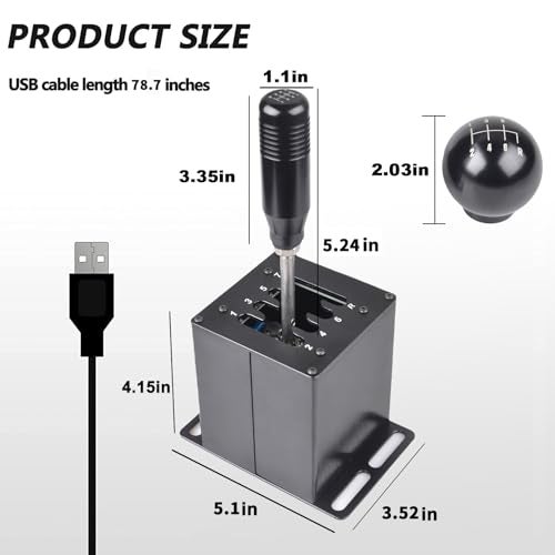 CNRAQR PC USB Simulator Shifter 7+R H Gear Shifter with L Shape Clamp Set for Gear shift PC Windows Steering Compatible with G29/G27/G25/G920, T300RS/GT Wheel - Image 5
