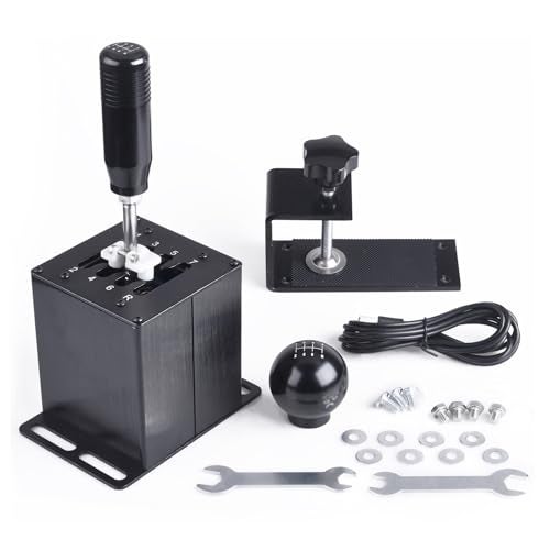 CNRAQR PC USB Simulator Shifter 7+R H Gear Shifter with L Shape Clamp Set for Gear shift PC Windows Steering Compatible with G29/G27/G25/G920, T300RS/GT Wheel - Image 1