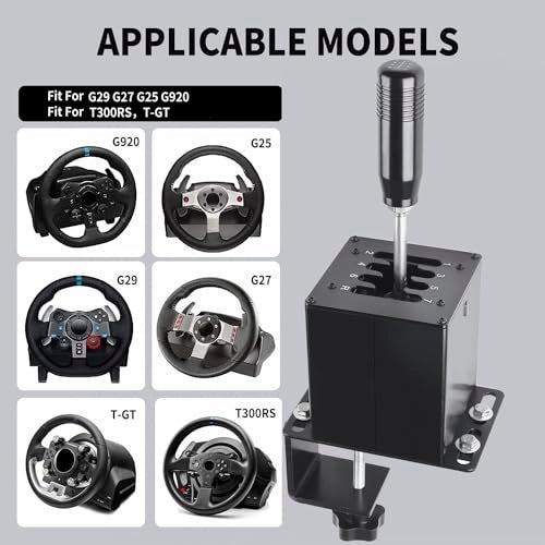 CNRAQR PC USB Simulator Shifter 7+R H Gear Shifter with L Shape Clamp Set for Gear shift PC Windows Steering Compatible with G29/G27/G25/G920, T300RS/GT Wheel - Image 3