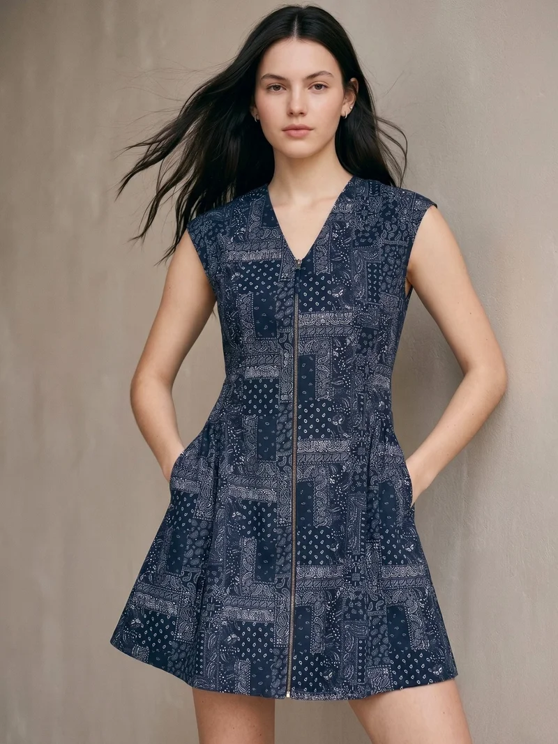 Blue Sleeveless Fit And Flare Dress