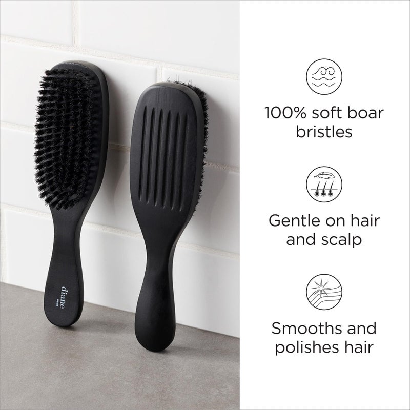 Diane Boar Bristle Brush for Men and Women - Fine to Medium Hair Styling, Wave Styles, Smoothing, Soft Scalp, Club Handle - Image 2