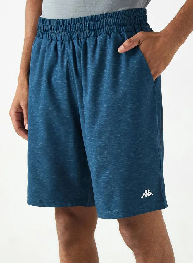 Kappa Logo Print Shorts with Elasticated Waistband and Pockets