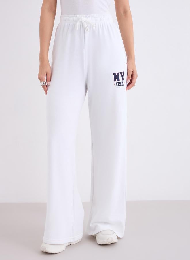 Styli Women Off White Wide Leg Joggers - Image 3