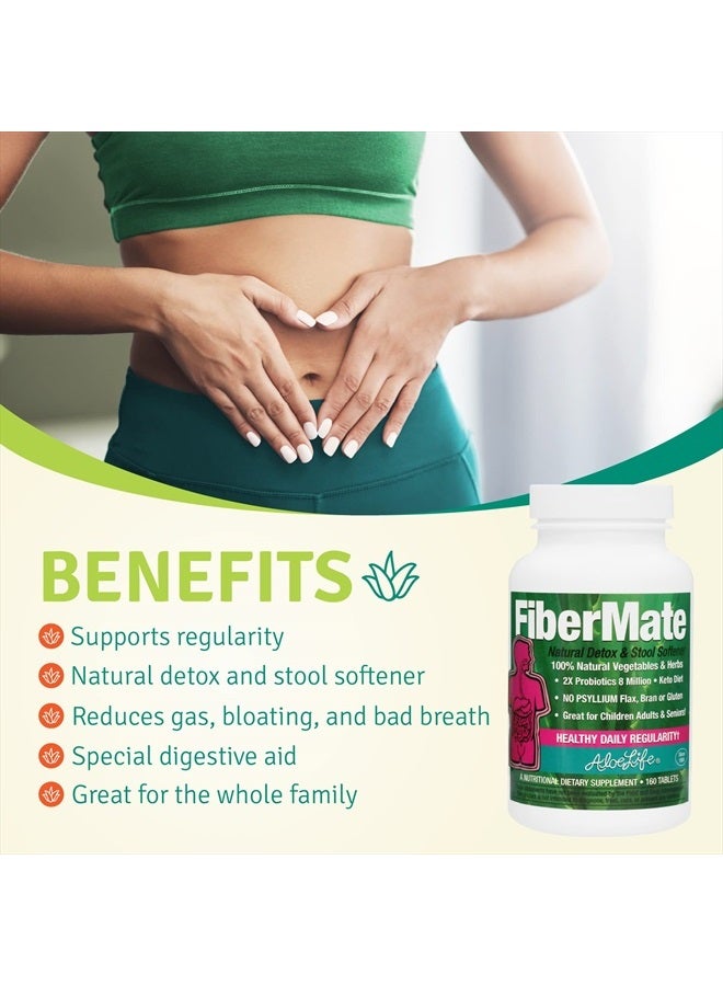 Aloe Life FiberMate Tablets, Body Detox & Stool Softener, Vegetables & Herbs, Gentle Irregularity Relief, Safe Digestive Support, No Psyllium or Bran, Gluten- & Dairy-Free (160 Tablets)  - Image 4