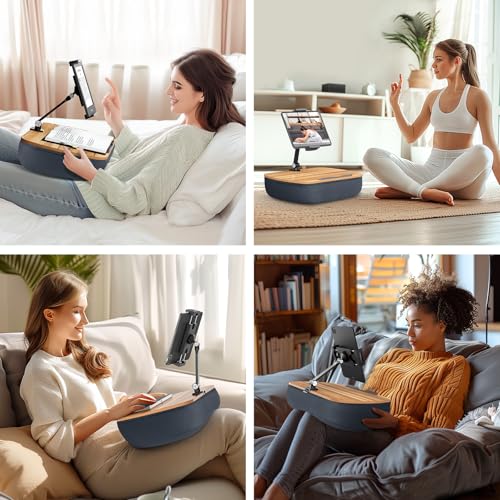 ERGONOV Lap Cozy Kindle Pillow Stand for Bed with Adjustable Arm, 360° Tablet Holder, Fits 4.7"-13" Kindle, iPad, Phone, Lap Desk for Hands Free Reading in Bed, Couch, Sofa,Gray - Image 4