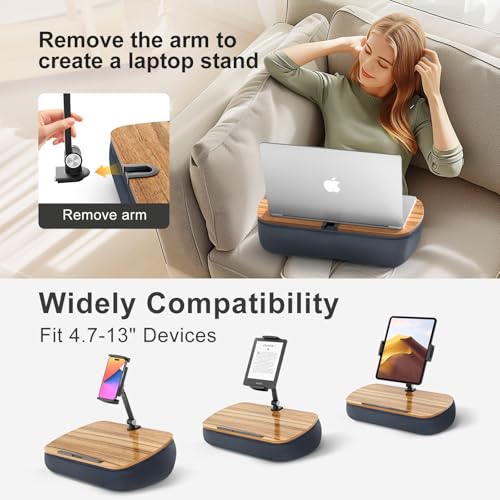 ERGONOV Lap Cozy Kindle Pillow Stand for Bed with Adjustable Arm, 360° Tablet Holder, Fits 4.7"-13" Kindle, iPad, Phone, Lap Desk for Hands Free Reading in Bed, Couch, Sofa,Gray - Image 2