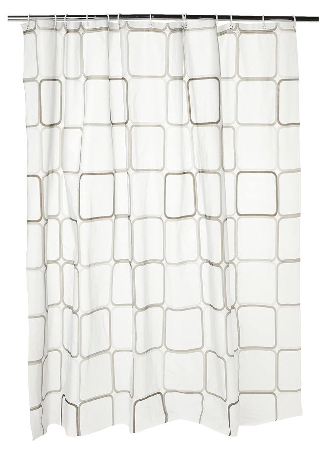 SKY-TOUCH Transparent Shower Curtain Square Printed Design EcoFriendly Waterproof Heavy Duty with AntiMold Grid for Bathroom and Bath Tub  180x200cm  - Image 1