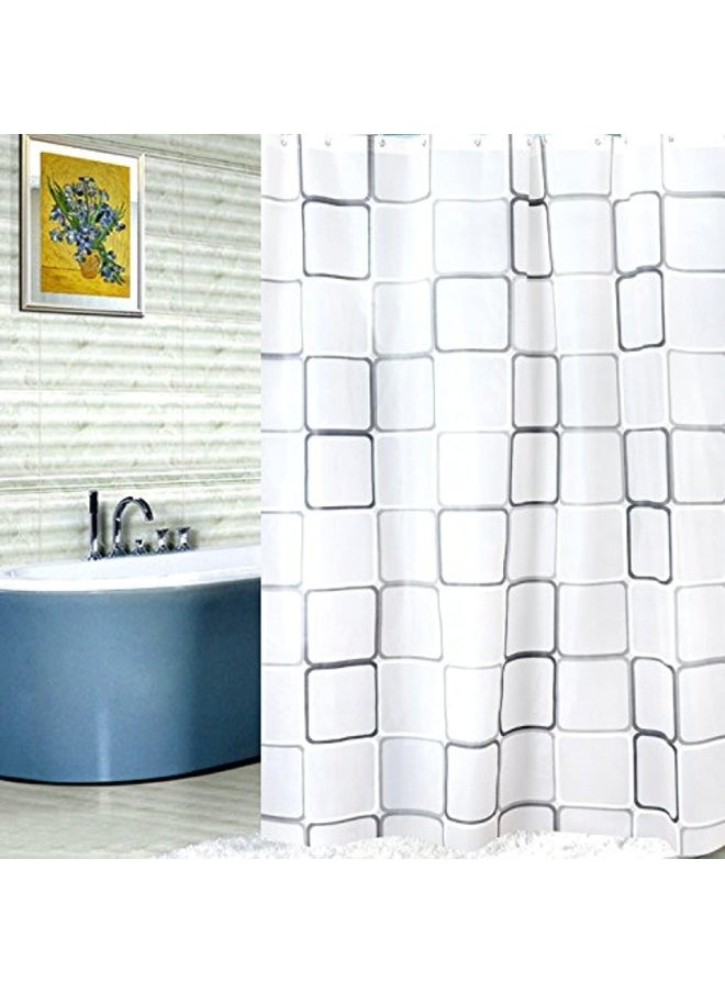 SKY-TOUCH Transparent Shower Curtain Square Printed Design EcoFriendly Waterproof Heavy Duty with AntiMold Grid for Bathroom and Bath Tub  180x200cm  - Image 2