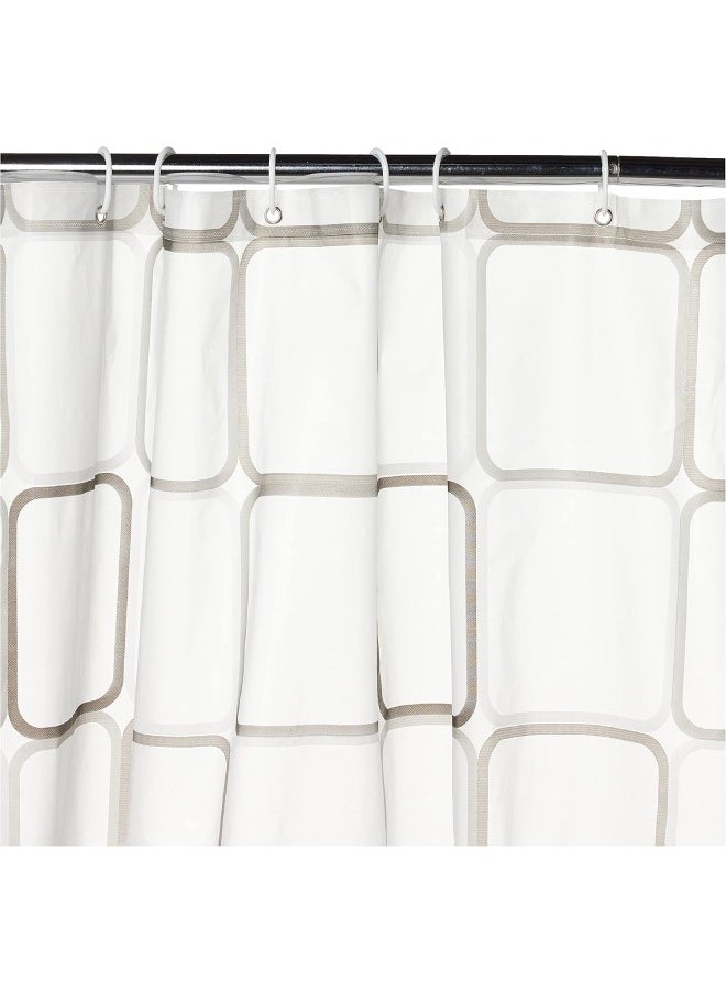 SKY-TOUCH Transparent Shower Curtain Square Printed Design EcoFriendly Waterproof Heavy Duty with AntiMold Grid for Bathroom and Bath Tub  180x200cm  - Image 3
