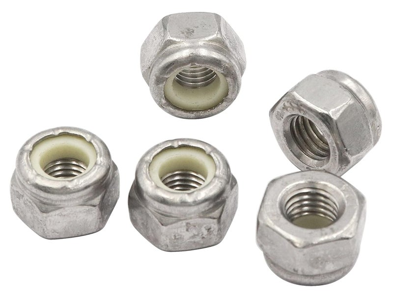 LBY 50pcs Lock Nuts, 1/4-28 Nylon Insert Hex Lock Nuts, 304 Stainless Steel (Silver) - Image 1