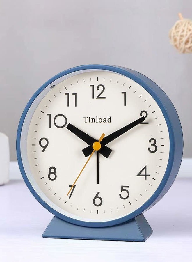 Tinload 4.5" Battery Operated Antique Retro Analog Alarm Clock, Small Silent Bedside Desk Clock with Night Light, Battery Operated, Snooze, for Living Room, Bedroom, Bedside, Desk(Blue) - Image 5
