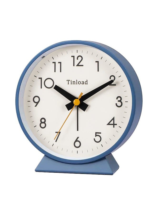 Tinload 4.5" Battery Operated Antique Retro Analog Alarm Clock, Small Silent Bedside Desk Clock with Night Light, Battery Operated, Snooze, for Living Room, Bedroom, Bedside, Desk(Blue) - Image 1