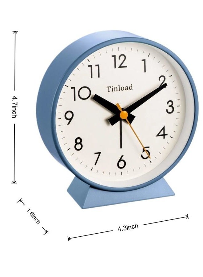 Tinload 4.5" Battery Operated Antique Retro Analog Alarm Clock, Small Silent Bedside Desk Clock with Night Light, Battery Operated, Snooze, for Living Room, Bedroom, Bedside, Desk(Blue) - Image 2