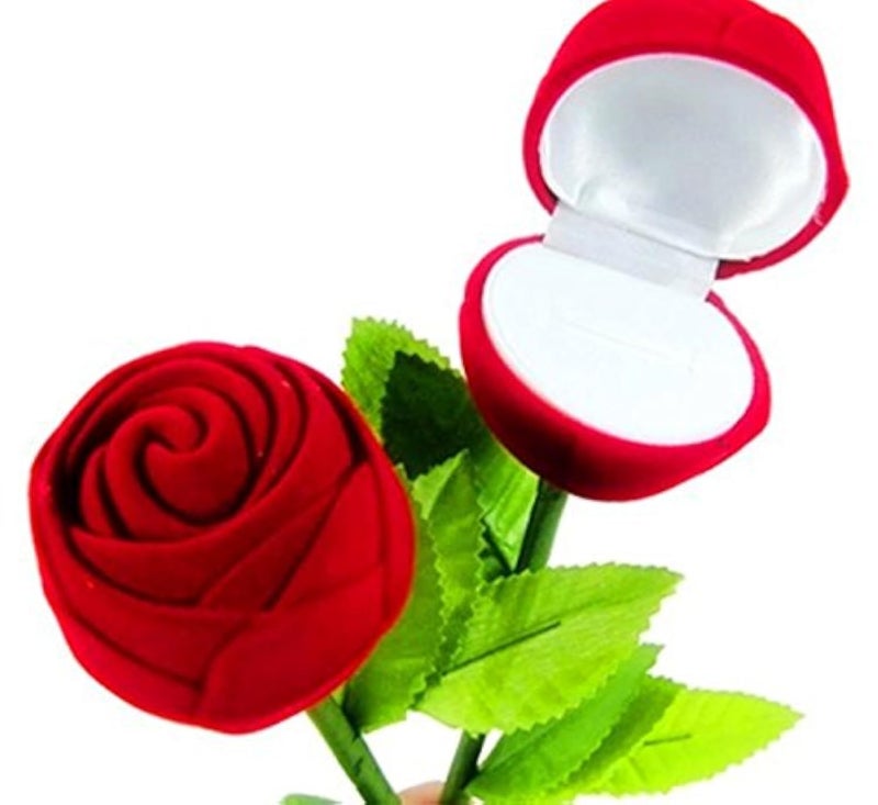 Lilone 2x Red Rose Ring Box for Women,Girls (Gift, Engagement) without Ring - Image 1