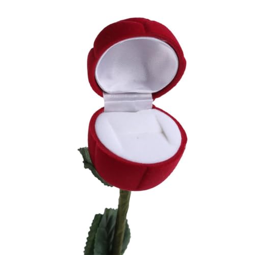 Lilone 2x Red Rose Ring Box for Women,Girls (Gift, Engagement) without Ring - Image 3
