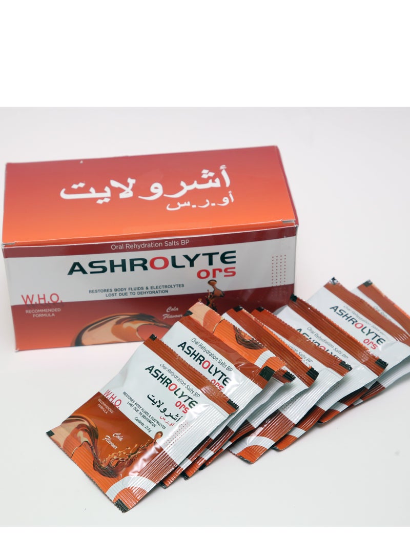 ASHROLYTE Oral Rehydration Salts (ORS) - Cola Flavor, 25 Sachets - Image 1