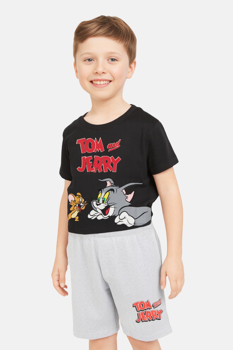 Tom And Jerry Kids Boy 2 Pcs Crew Neck Graphic Print T-Shirt And Shorts Set, Multicolor - Image 1