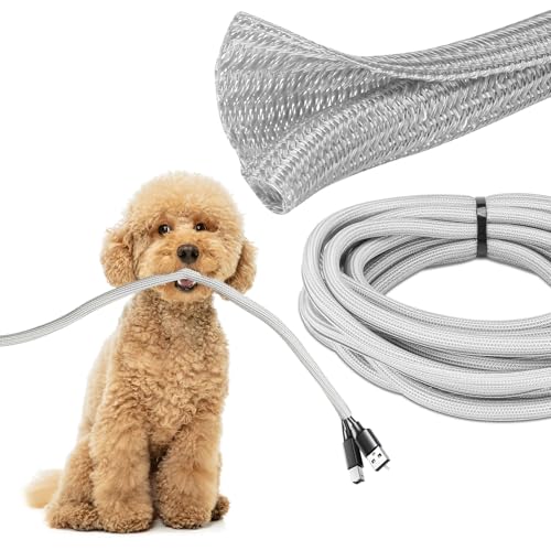 JOTO 1 Pack Cable Management Sleeve, 26 Feet Cord Organizer System with Zipper for TV Computer Office Home Entertainment, Flexible Cable Sleeve Wrap Cover Wire Hider System -Grey - Image 1