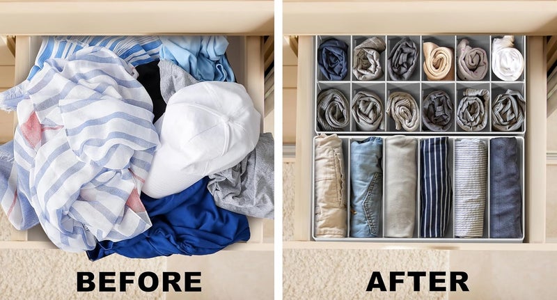 Simple Houseware Simple multifunctional build Closet Underwear Organizer Drawer Divider 4 Set, Gray Elegant practical multi-option build - Image 3