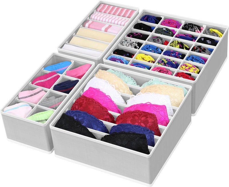 Simple Houseware Simple multifunctional build Closet Underwear Organizer Drawer Divider 4 Set, Gray Elegant practical multi-option build - Image 1