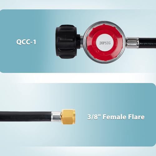 SHINESTAR 0-20 PSI Adjustable Propane Regulator and Hose with Brass Adapter, 5 Feet Gas Burner Hose Replacement for Turkey Fryer, Fish Cooker, Fire Pit, Forge and more - Image 2