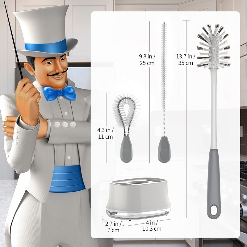 Mr Siga MRSIGA Water Bottle Brush Cleaning Set with Storage Holder Cleaning Brushes for Tumbler Straw Baby Bottles Drinking Glasses - Image 3