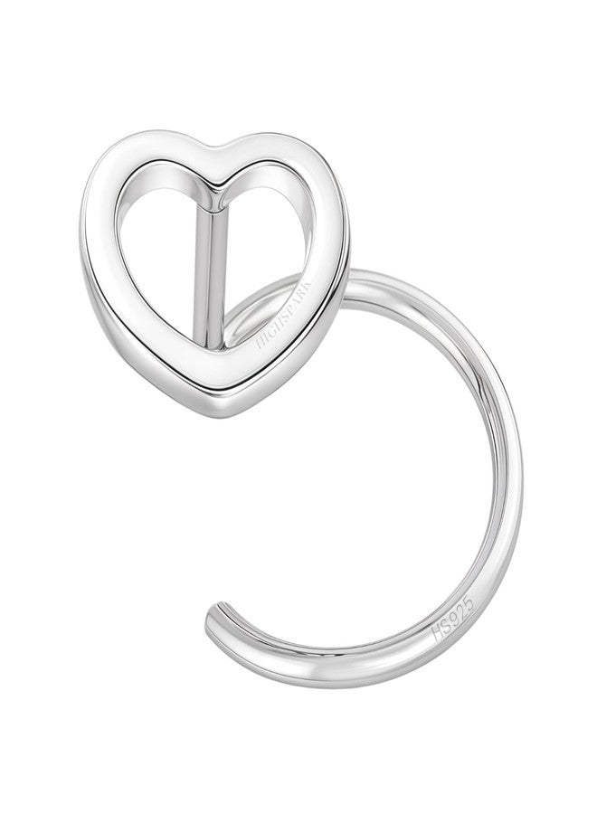 HighSpark 925 Silver Nose Pin for Women | 92.5 Sterling Silver & Stunning Shine | Lovely Gift for Women & Girls - Open Heart - Image 1