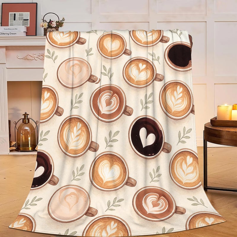 Coffee Blanket Super Soft Warm Fluffy Fleece Flannel Drink Throw Blanket Cozy Fuzzy Plush Stuff Bedding Blankets Gifts for Women Kids Boys Girls Adults 50"X40" - Image 1