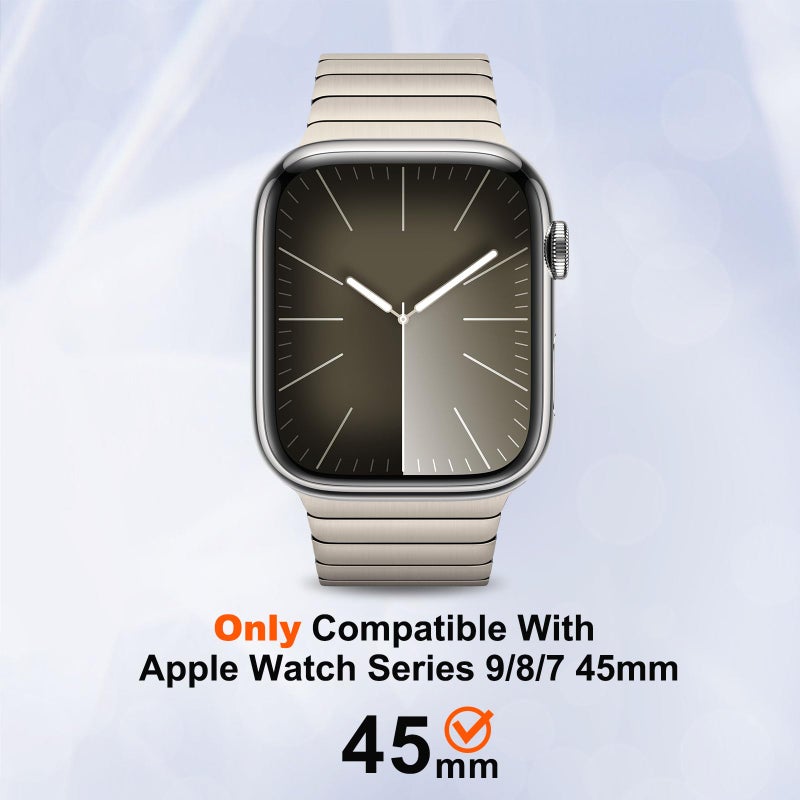 Suphart Metal Bumper Cover Compatible with Apple Watch Series 9/8/7 Case 45mm, [Turn 45mm into Ultra Look] Rugged Shockproof Protector with Back Frame for iWatch 45mm, Titanium - Image 3