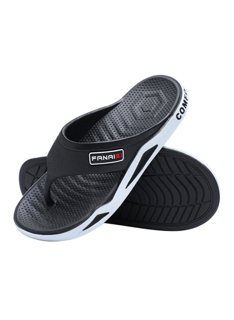 Fenni Men's flip flops, fashionable men's slippers, anti slip toe exposed lightweight sole sandals, casual neutral beach shoes - Image 1